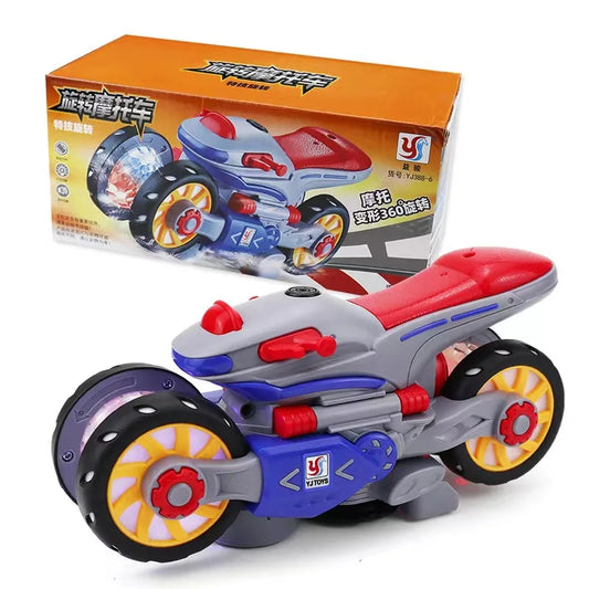 Children'S Electric Transformable Motorcycle Stunt Rotation Universal Drive Light Music Children'S Toy Car Model Boy Gift