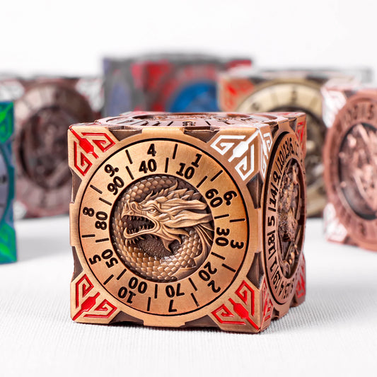 7-In-1 DND Spinner Dice Set Metal with 3D Relief for Dungeons and Dragons Polyhedral Roleplaying Game Fantasy Gift